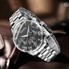 4PC Silver Men's Watch Set Business Trendy Roman Digital Scale Round Dial Quartz Watch Bracelet Necklace Ring Set Perfect Gift