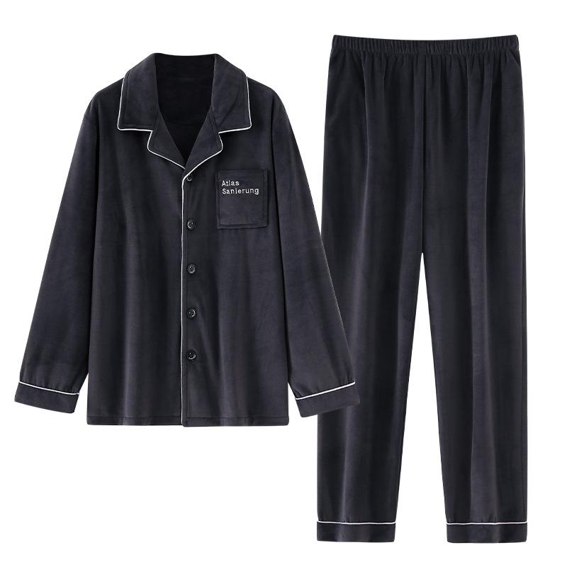 Pajamas Men'S Winter Thickened Fleece Coral Fleece Spring And Autumn Thin Fleece Men'S Island Fleece Autumn And Winter Loungewear Set