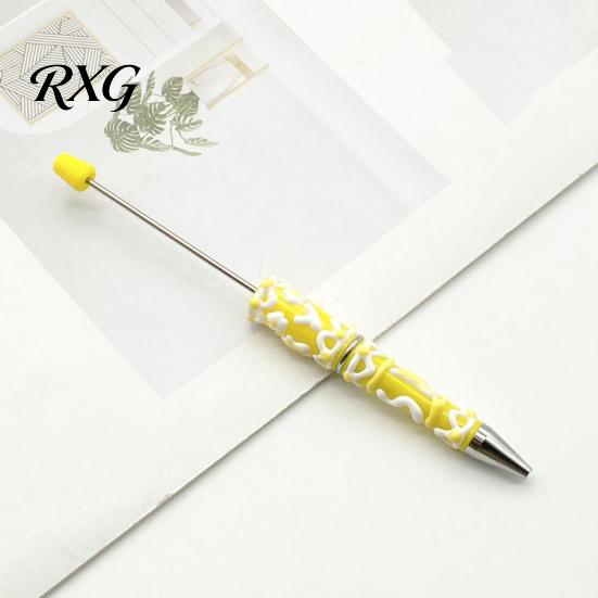 Cute Cream Texture Pen DIY Beadable Pen, Plastic Beaded Black Ink Ballpoint Handmade Style for Students Teens Teachers School Office Supplies