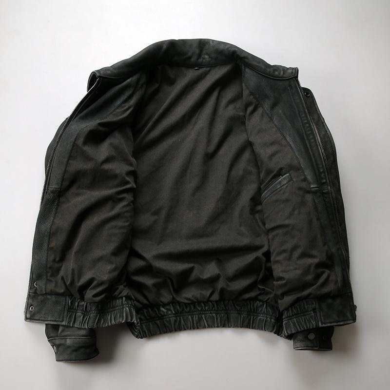 Spring and autumn Hong Kong style leather jacket male ruffian handsome new men's clothing American autumn clothes casual leather jacket