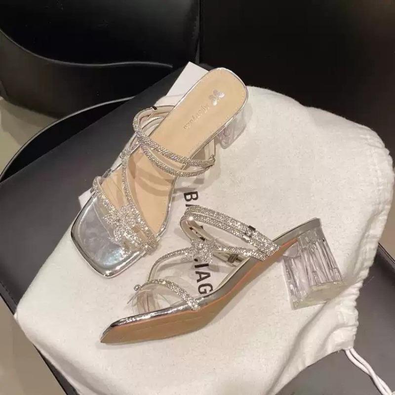 Nieuwe Water Diamant Schoenen Hoge Hakken Damesschoenen Dikke Hak Flip-flops
