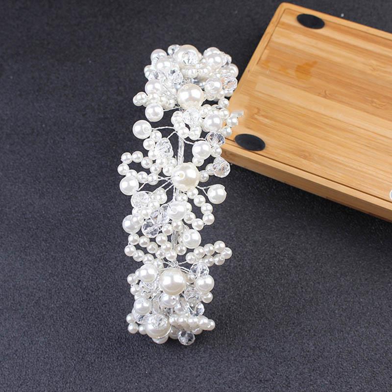 2 Fasce Per Capelli Da Sposa Con Strass E Perle – Diadema Argento, Cerchietto Elastico Per Matrimonio, Damigelle, Festa