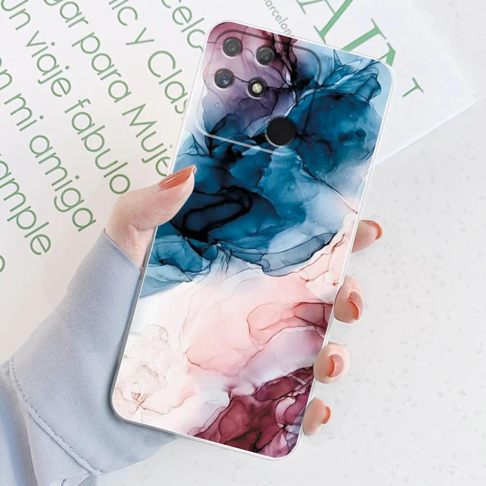 For Realme Narzo 50A Case Narzo 50A Prime Watercolor Marble Soft Silicone Bumper Cases For Realme Narzo 50A Back Cover Fundas