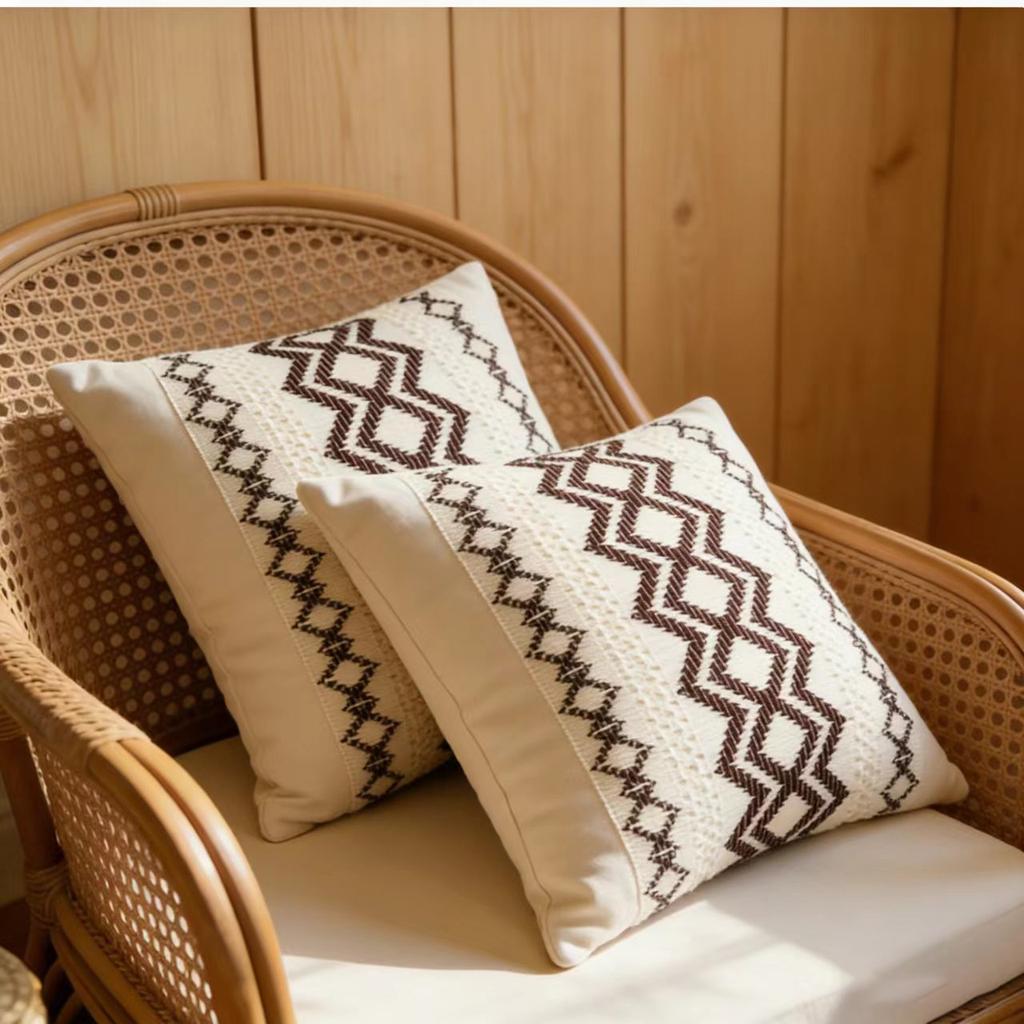 Boho Throw Pillow Covers Farmhouse Rustic Couch Decorative Pillowcase Summer Retro Woven Cushion Covers for Home Bed Chair Decor