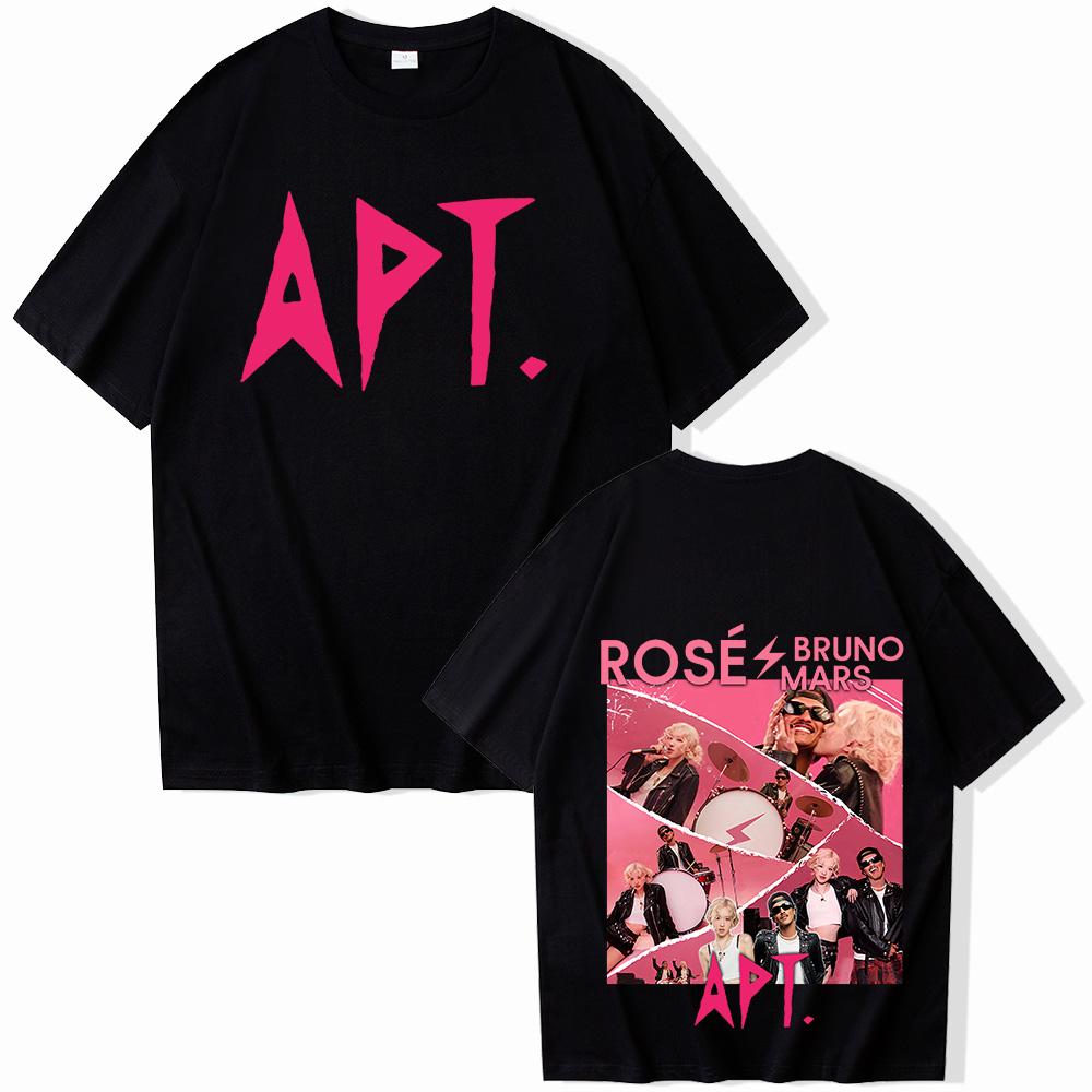 2025 Bruno Mars And Rose APT TShirts Unisex Harajuku ONeck Short Sleeve Popular Music Shirts Fans Gift