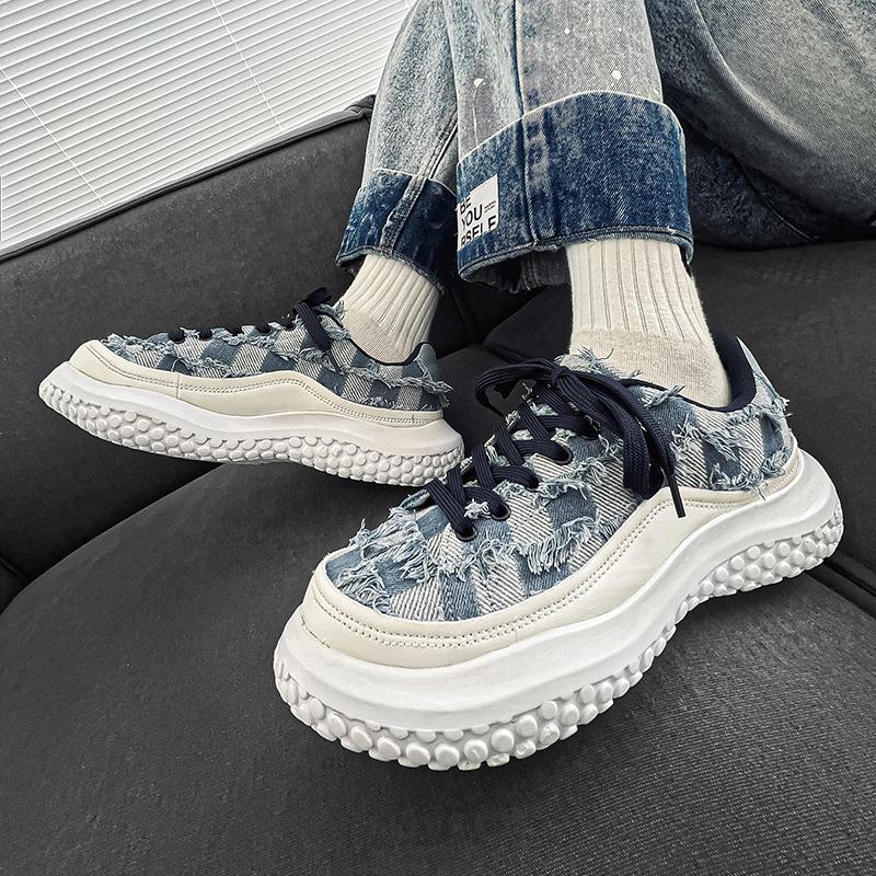 Summer New PU Bottom Big Head Shoes Trendy Canvas Breathable Casual Fashion Foreign Trade Large Size Trendy Shoes39-46