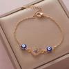 Fashionable Simple Rhinestone Evil Eye Four Leaf Clover Bracelet for Women