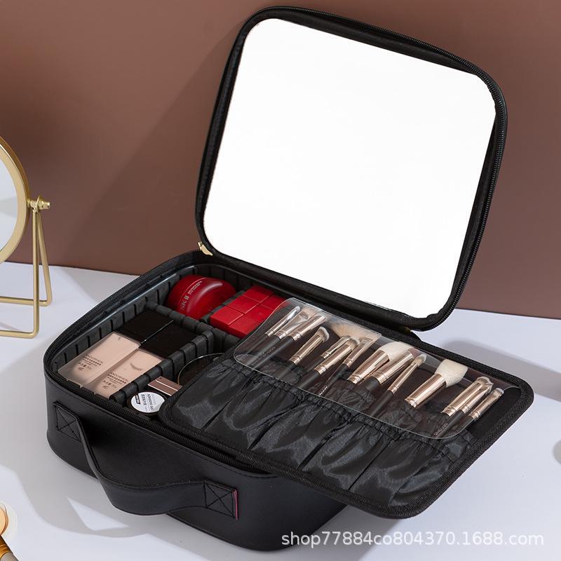 Waterdichte Draagbare Reis Make-up Tas - Grote Capaciteit met Spiegel