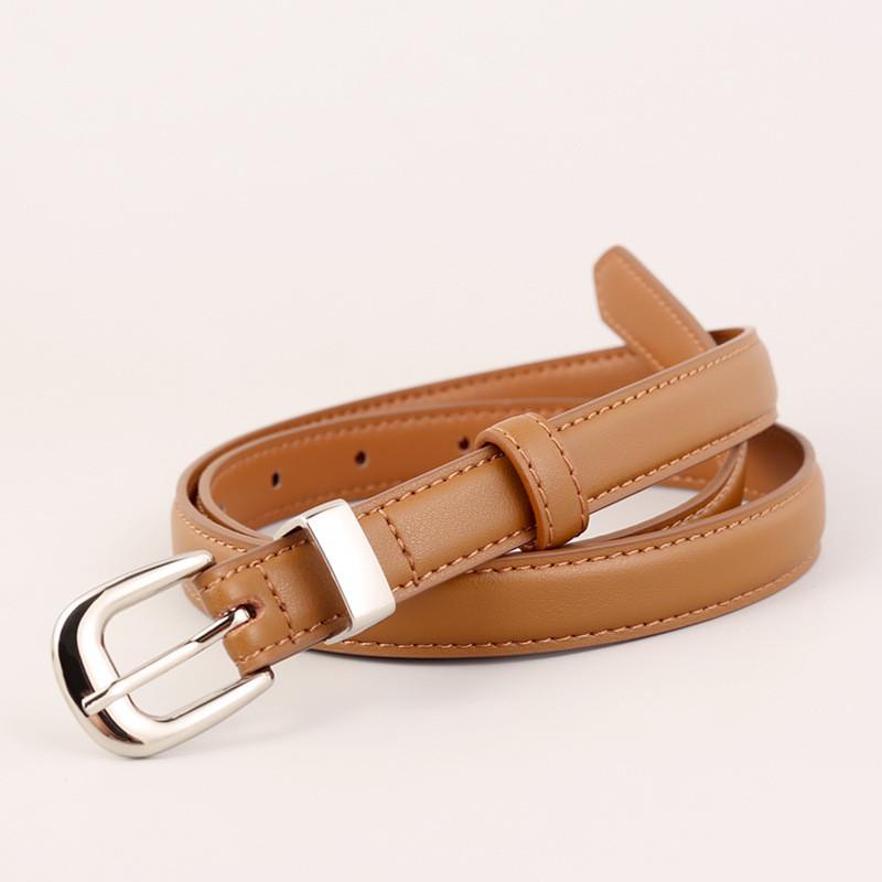 Leather Womens Belt With Pin Buckle For Casual Office Style