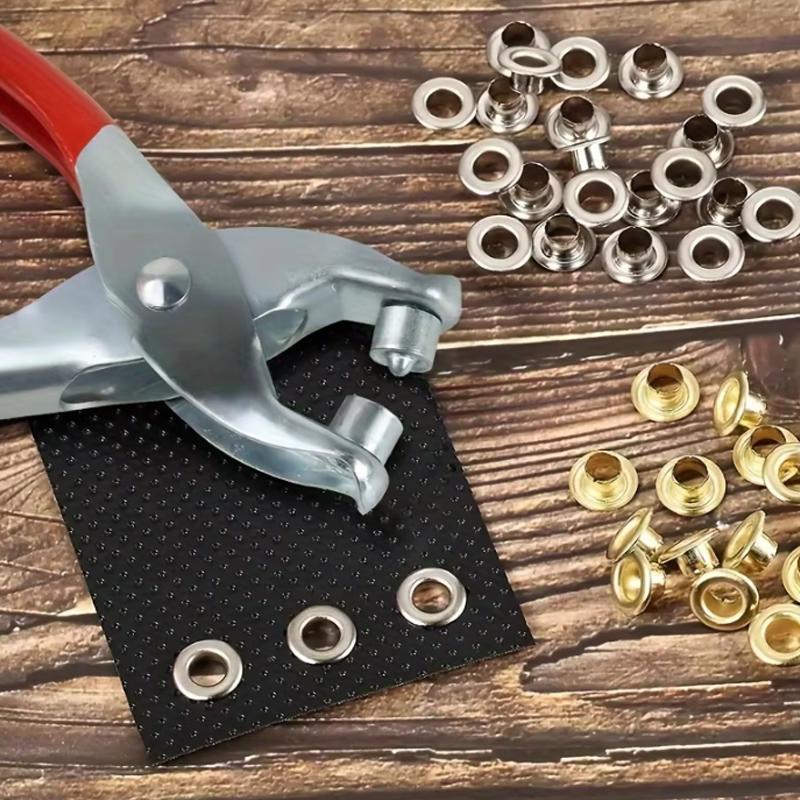 1 Set 1/4 Inch Grommet Eyelet Plier Set, Eyelet Hole Punch Pliers Kit With 30 Metal Eyelets, Grommet Tool Kit For Leather Cloth