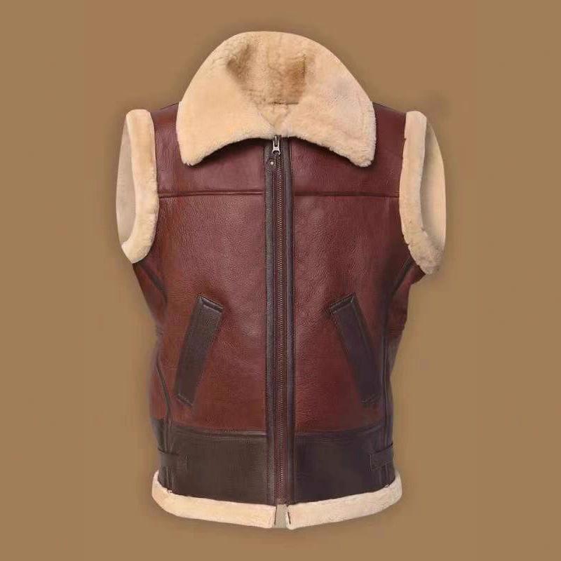 Winter youth zipper not hooded casual side seam pocket fur integrated vest
