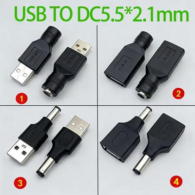 DC-Adapterstecker USB-Stecker Buchse auf DC-Stecker Buchse DC 5,5*2,1MM Stromwandler 5V Stecker Ladeadapter