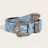 Rhinestone Buckle Canvas Belt For Women, Trendy And Unique Denim Jeans Belt