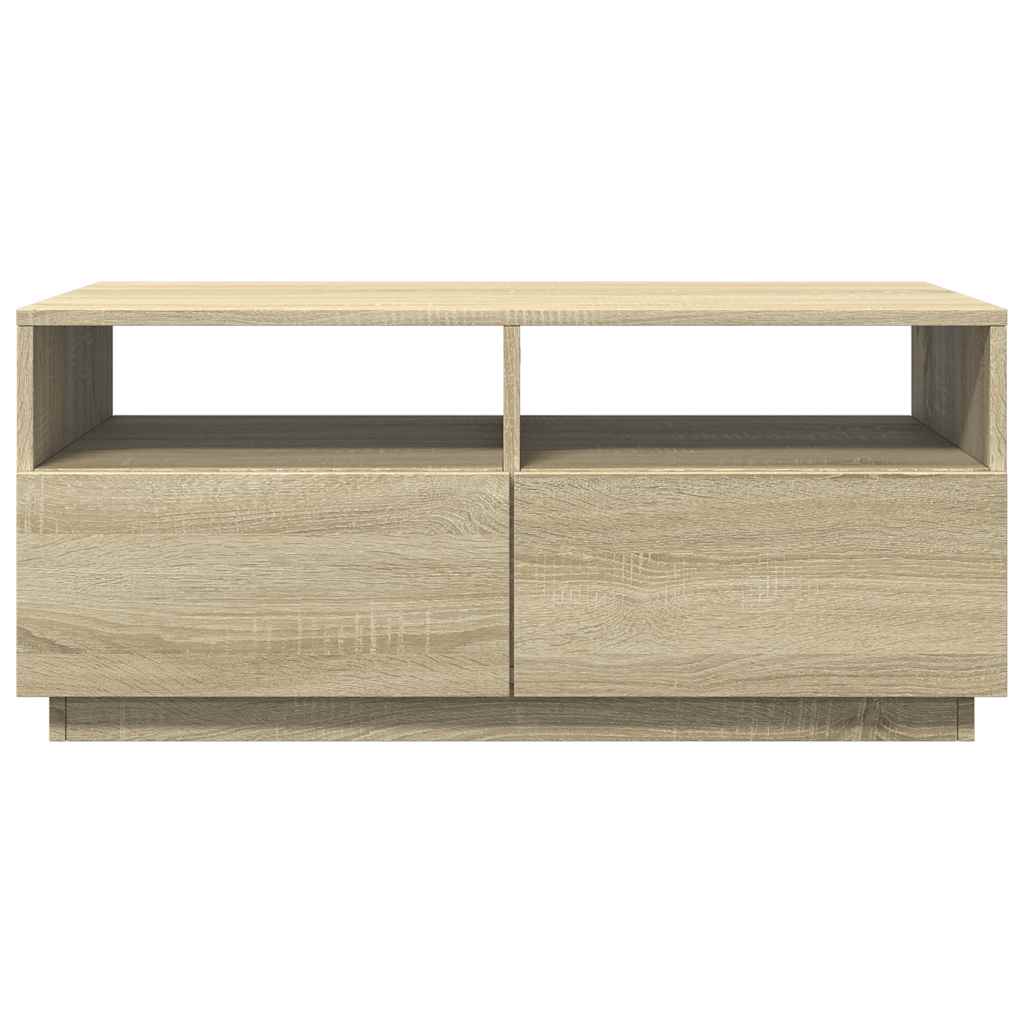 LED Coffee Table In Sonoma Oak 90 X 49 X 40 Cm