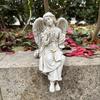 Yousheng Retro Winged Angel Statue, Resin Praying Angel Figurine, Elegant Sitting Angel Sculpture for Outdoor Indoor Garden