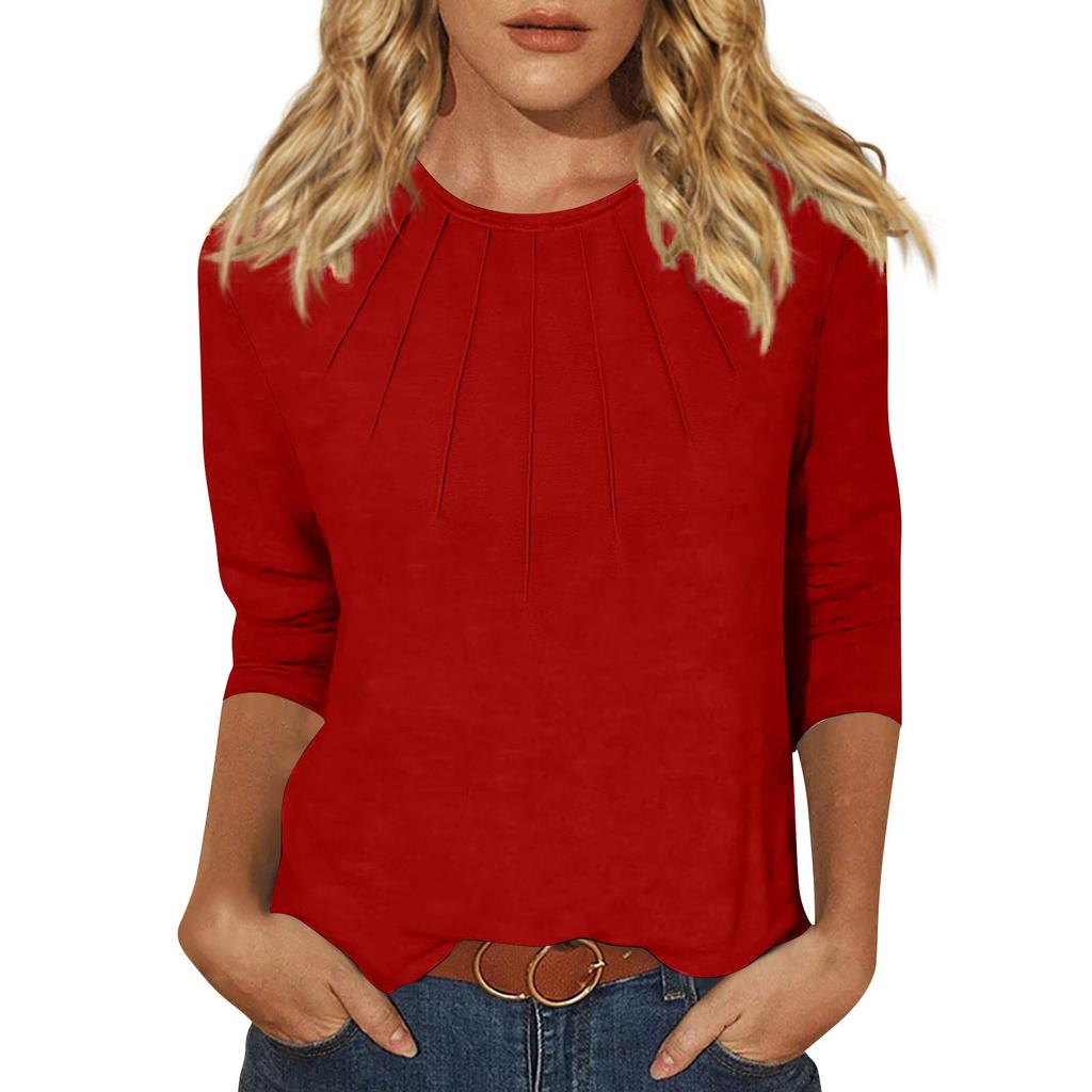 Women's Fashion Daily Versatile Casual O-Neck Three Quarter Sleeve Top
