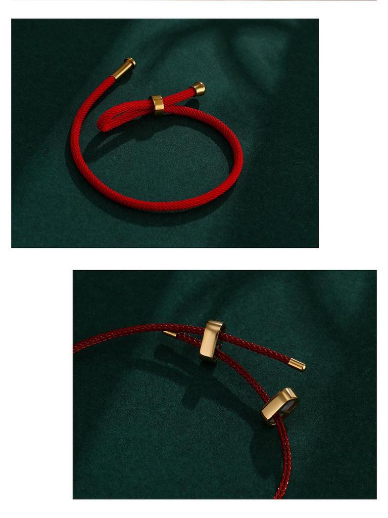 3D Gold Beaded Red and Black Milan Rope Bracelet for Couples - DIY Titanium Steel Design