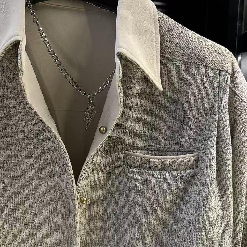 Temperament All Match Langarmhemd Top Herren Herbst Neu Lässig Design Mode Tasche