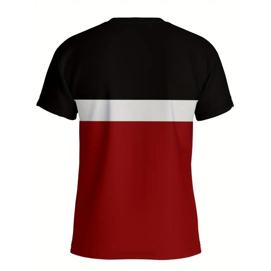 Men Novel Striped 3D Print T-shirts Beachwear Letters Stretch Polyester Sports Short Sleeve Tops