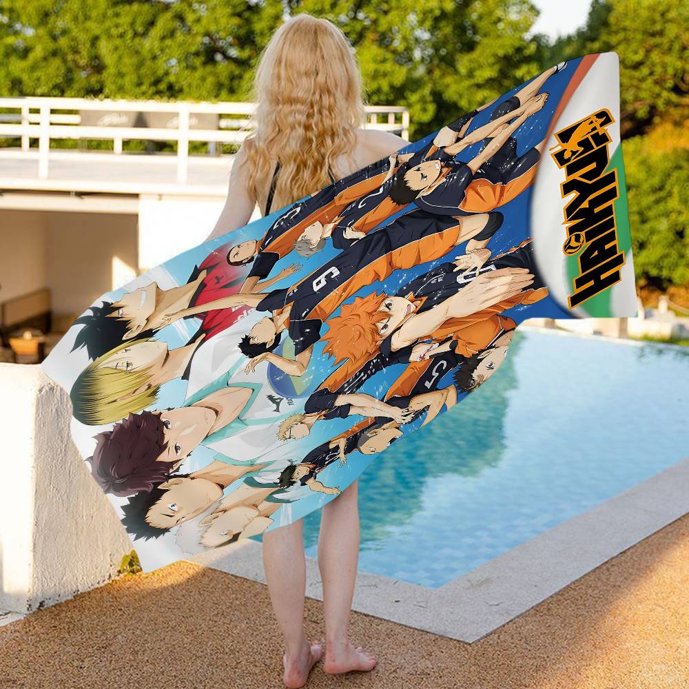 Volleyball H-Haikyuus Anime Beach Towel Colorful Bath Towels for Girl Microfiber Quick Dry Custom Sand Free Beach Yoga Spa Gym Pool