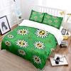 Smiling Daisies with Green Leaves Print Soft Comfortable Duvet Cover Bedding Set Included 1*Duvet Cover 2*Pillowcases