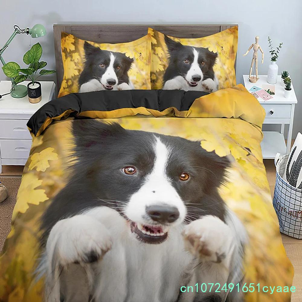 Animal Pet Duvet Cover Set Cute Dog Hugging Donut Bedding Set For Kids 3D Dog Comforter Cover Soft Polyester Quilt Cover