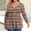 Women's Plus Size Shirt Long Sleeve  Print Top Pleated Casual V-Neck Top