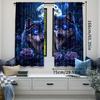 2Pcs Wolf With Rose In The Forest Under The Full Moon Print Curtains Suitable For Bedroom Bathroom Living Room Dining Room Study