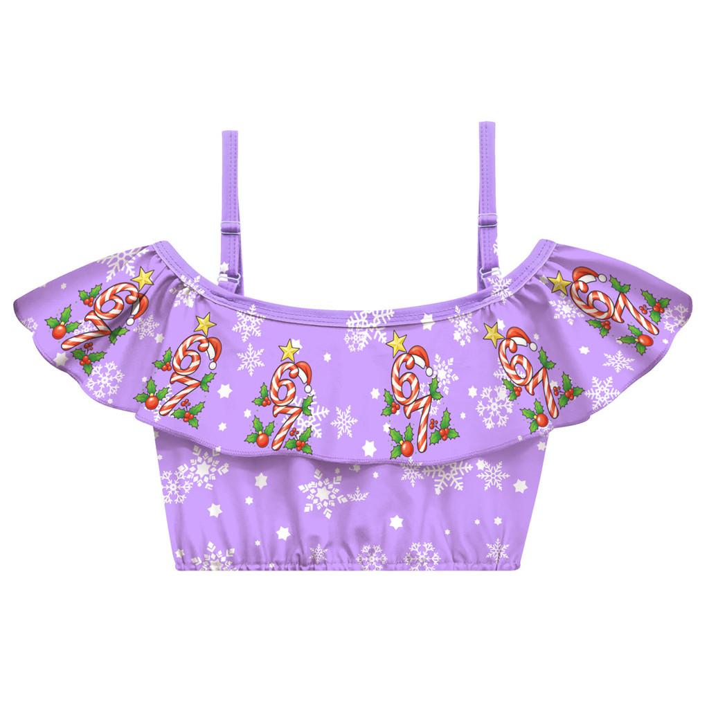 20757 Kids Girls Steal a Brainrot 67 Print Swimsuit Swimwear Top Skirt Sets