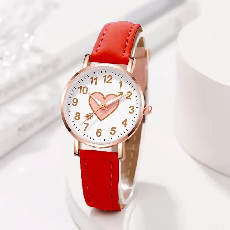 Cute Heart-shaped Dial Female Watch Student Wristwatch Simple Girl Girlfriend Gift