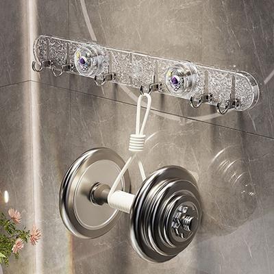 Folding Suction Cup Row Hook Punch-Free 6 Hooks Bathroom Towel Rack Corrugated Row Hook Wall Mounted Coat Hanger