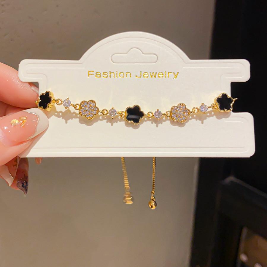 Corrente Elegante com Pingente de Flor de Acetato e Zircônia Para Presente de Mulher