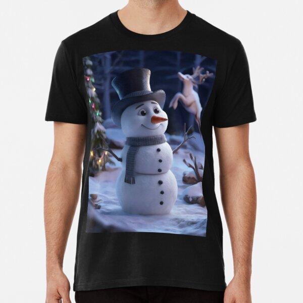 Snowman in a winter scenery. T-Shirt L