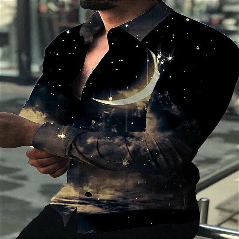 Men's Elegant 3D Printed Long Sleeve Shirts Turn Down Collar Party Casual Camisas Hombre Plus Size Streetwear Fashion Blouse