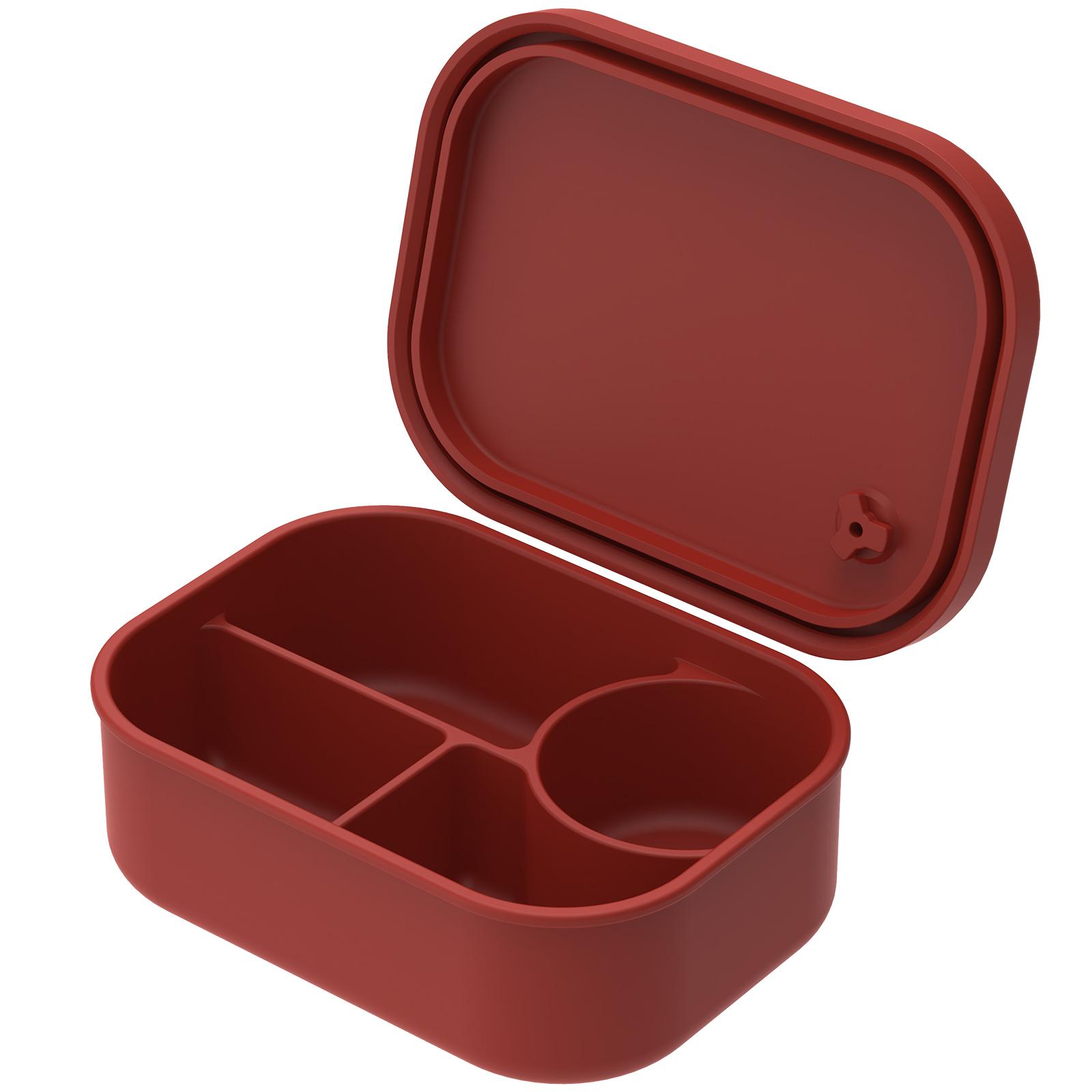 500ml Silicone Bento Boxes Lunch Container 4 Grid Food Storage Box LeakProof Insulated Rice Bowls for School Outdoor Camp Picnic 500ml красный