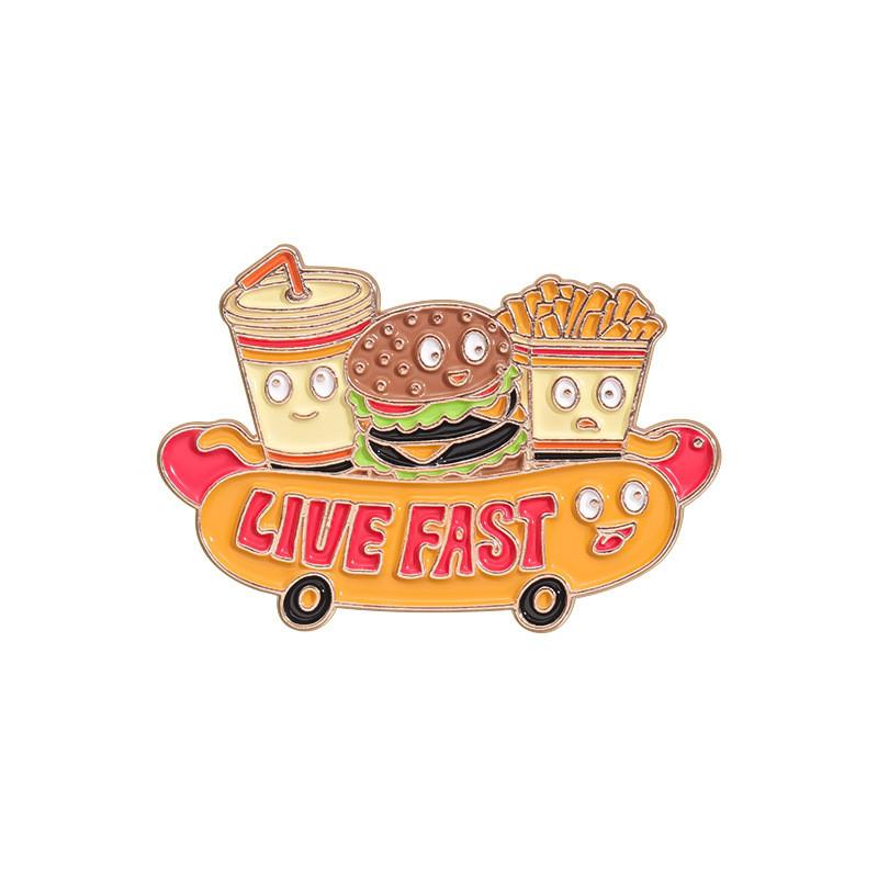 Distinctive Cartoon Food Brooch Stylishly Designed With Hamburger Fries And Hot Elements Dog