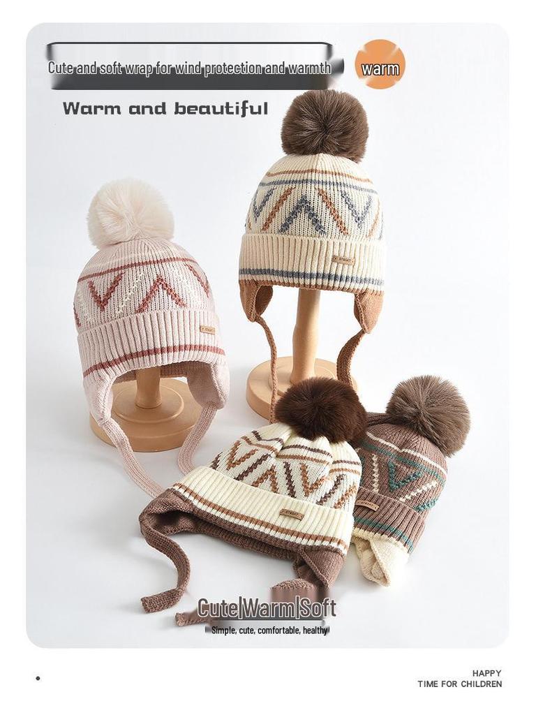 Stilvolle Retro-Strickwollmütze für Kinder für Herbst und Winter - Warm, Vielseitig, Winddicht und Ohrenschützend. Geeignet für Jungen und Mädchen.