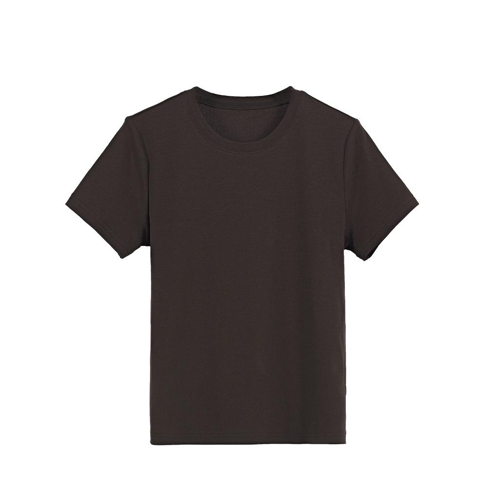 

ABOUTSEA Women s Autumn Heavyweight Casual Crew Neck T-Shirt - Short Sleeve, Solid Color, Straight Shoulder Medium