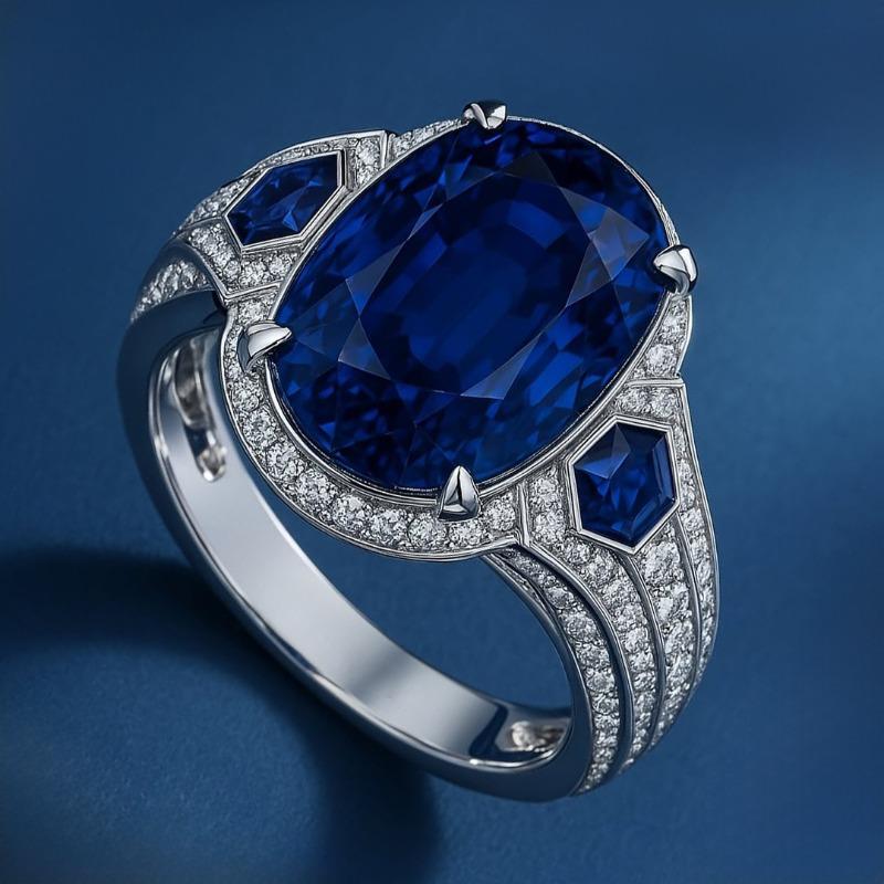 2026 New Full Diamond Copper Inlaid Zircon Ring, European and American Wedding Engagement Sapphire Diamond Ring for Women no. 5
