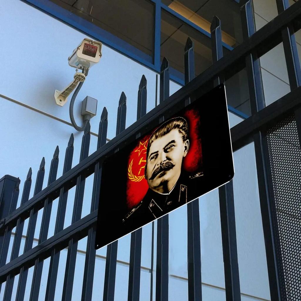 Vintage Allied Nations Joseph Stalin Metal Tin Sign Rectangle USSR Communist Russia Signs Plaque Gate Garden Bars Wall Art Decor