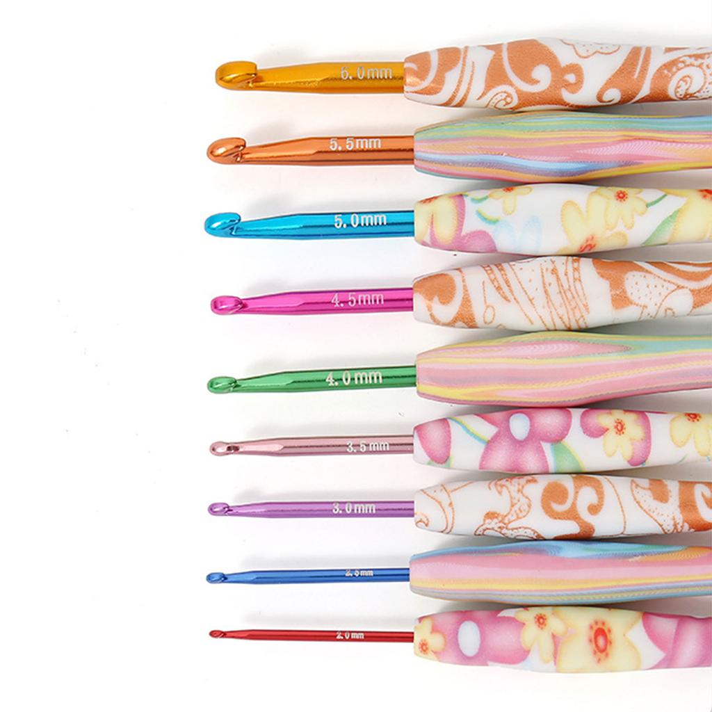 9Pcs Beginner Crochet Hook 2mm-6mm Ergonomic Crochet Hook Ergonomic Handle Crochet Hook Needle for Crocheting Project