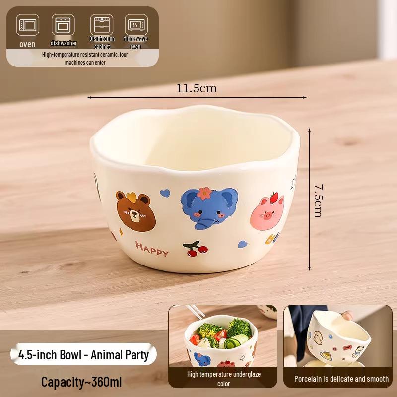 

Adorable Cartoon Pet Rice Bowl - Creative Household Tableware: Children s, Breakfast, Soup, Noodle, or Couple Bowl