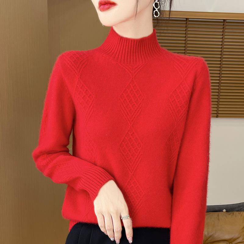 Suéter de cachemira para mujer Qinghe cachemira 30% cachemira 70% lana jersey de otoño e invierno cálido y a la moda