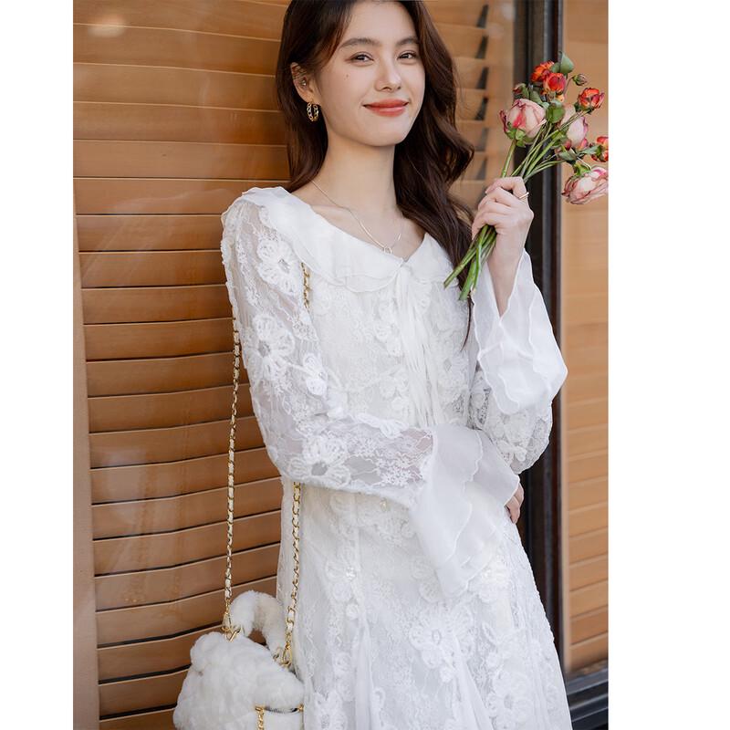 ITISF4 Elegant Lace Ruffle Fishtail Dress