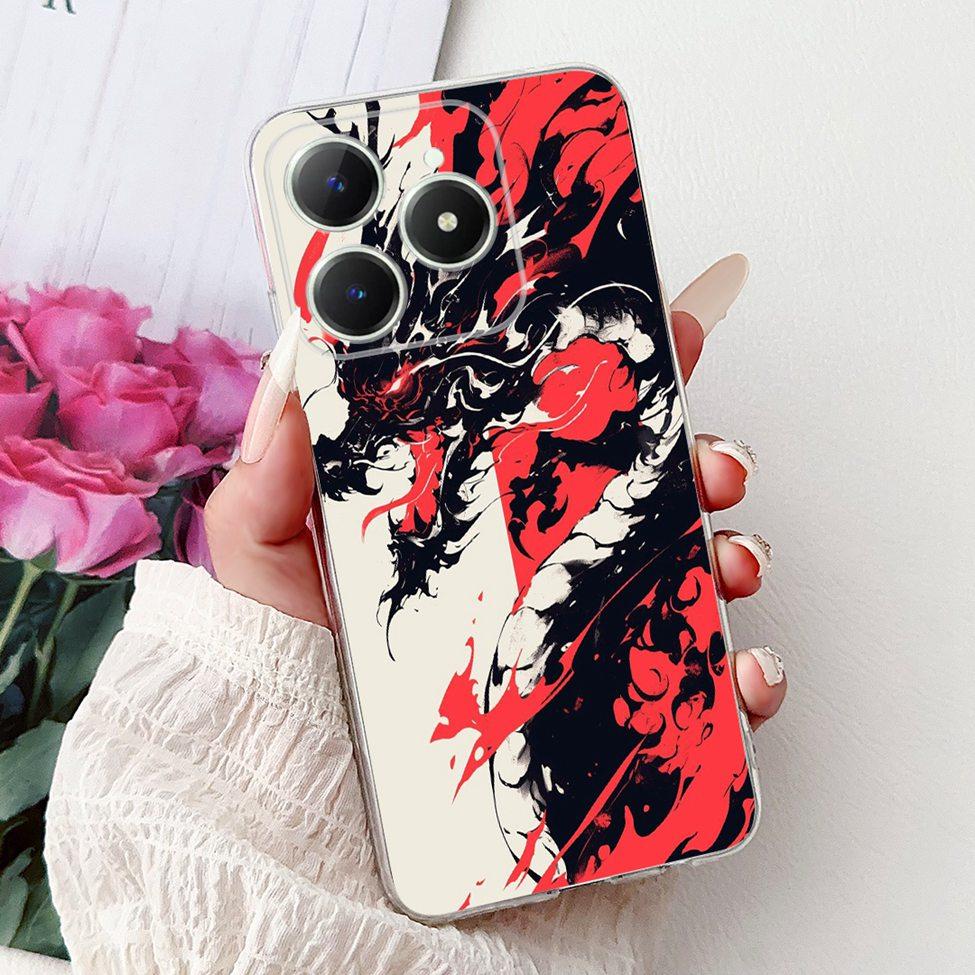 4G Clear For Realme Note 60 Case RMX3933 Luxury Butterfly Love Flowers Cool Lion Painted Phone Case For Realme Note 60X RMX3938