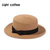 For Women Girls Flat Brim Bowknot Breathable Sun Hat Beach Hat Panama Straw Cap