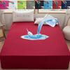 Waterproof Fitted Bedsheet Solid Color Mattress Protector Cover Elastic Bed Sheet Bedroom Bed Protector Cover (No Pillowcase)