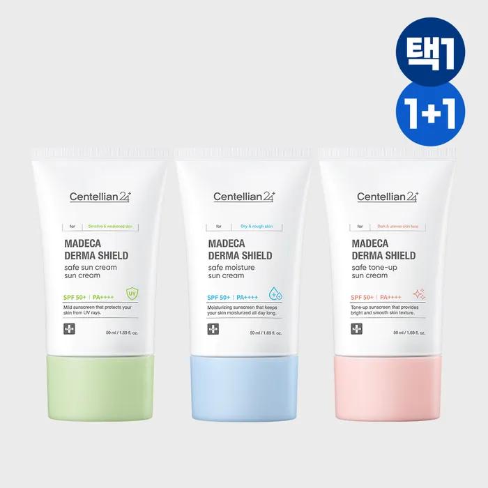 

Centellian24 Madeca Derma Shield Safe Солнцезащитный крем 50 мл (SPF50 +) 3 вида 2 комплекта (выберите 1) 24-часовая защита от УФ-лучей Успокаивающий веганский крем с центеллой азиатской 2 safe sunscreens