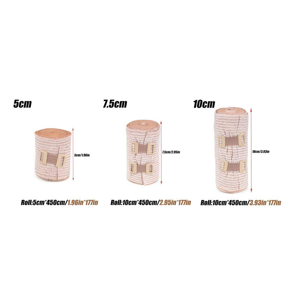 3 kompresní obvazy s klipovým uzávěrem | Strečové elastické bandáže na chodidlo, kotník, koleno, nohu, paži a tělo, svalová natažení