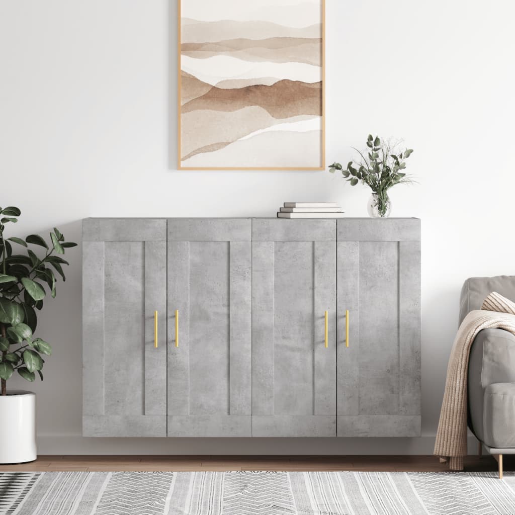 Wall Cabinets 2 pcs Concrete Grey Particleboard